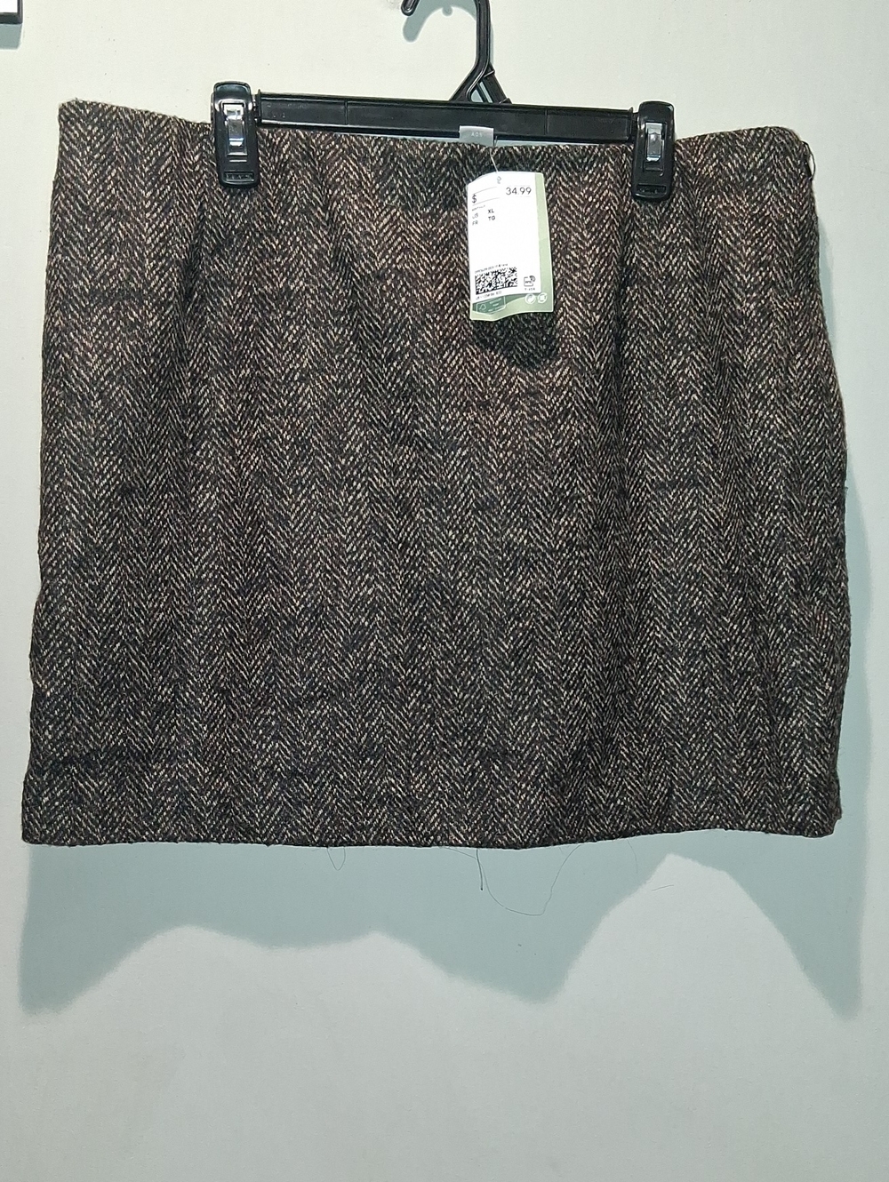 H&M Brown Herringbone Mini Skirt
